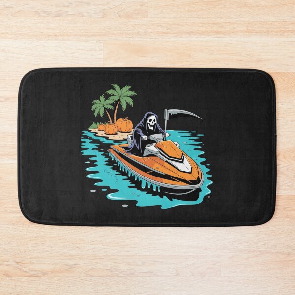 Item preview, Grim Reaper Riding Coffin Jet Ski | Neon Halloween Summer Cartoon designed and sold by ColorSplash123.