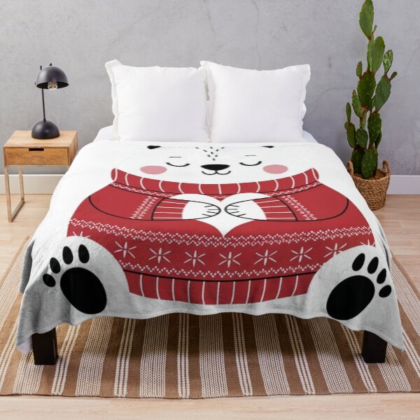 Item preview, Cute Polar Bear in Red Sweater Holding Heart designed and sold by PatiMood.