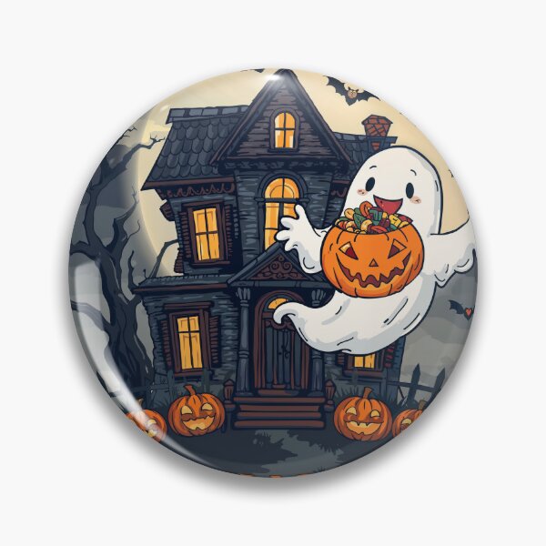 Item preview, Spooky Night Treat Happy Halloween Ghost and Haunted House designed and sold by lovelynong.