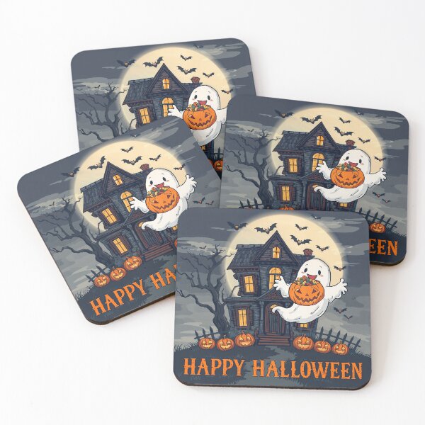 Item preview, Spooky Night Treat Happy Halloween Ghost and Haunted House designed and sold by lovelynong.