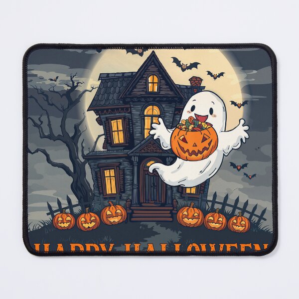 Item preview, Spooky Night Treat Happy Halloween Ghost and Haunted House designed and sold by lovelynong.