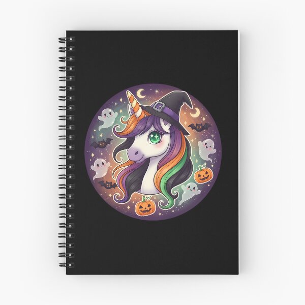Item preview, Cute Halloween Unicorn – Kawaii Witch Unicorn with Ghosts, Pumpkins & Bats designed and sold by DreamiCanvas.