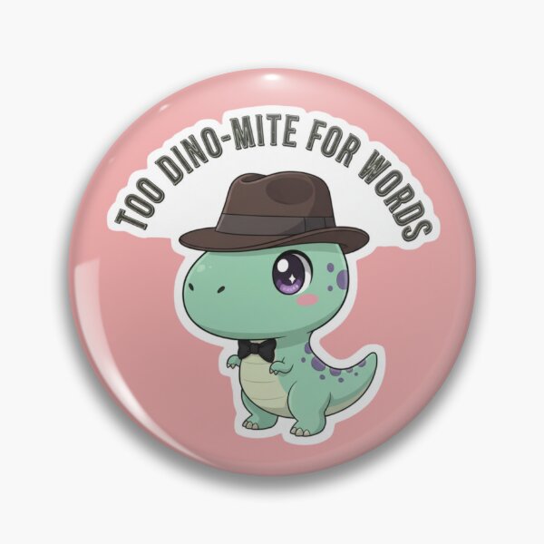 Item preview, Too Dinomite For Words Cute Dinosaur Pun Funny T Rex Fedora Bow Tie Kawaii Dino Gift designed and sold by bvdesignart.