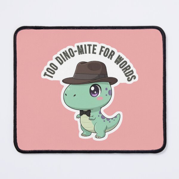 Item preview, Too Dinomite For Words Cute Dinosaur Pun Funny T Rex Fedora Bow Tie Kawaii Dino Gift designed and sold by bvdesignart.
