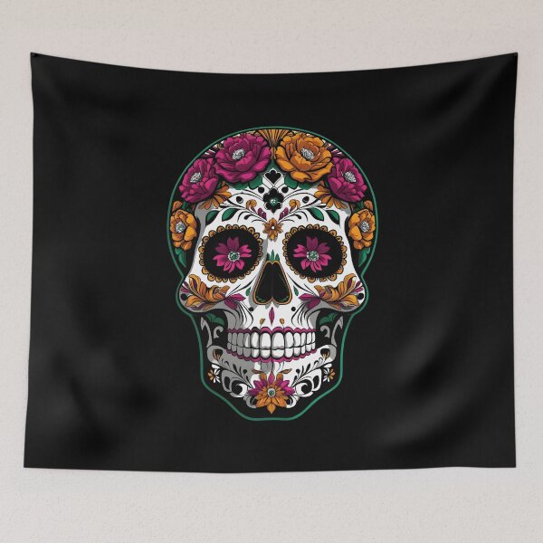 Item preview, Floral Fiesta Calavera - Elaborate Sugar Skull designed and sold by DarylWelsh2024.