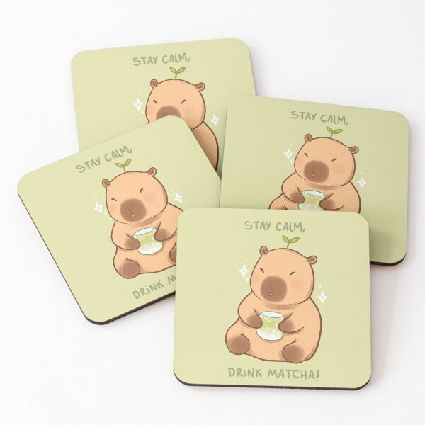 Item preview, Capybara Drinking Matcha designed and sold by Peach Frog.