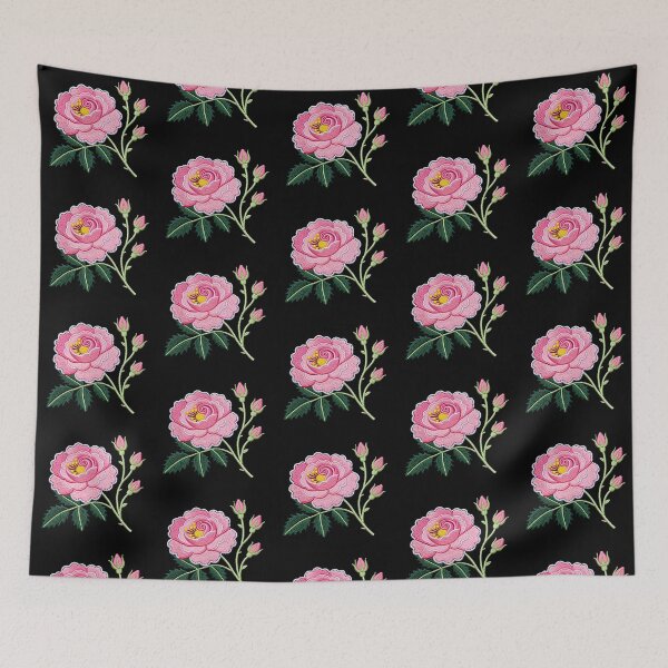 Item preview, Pink Embroidered Flower Illustration designed and sold by LuckCraftStudio.