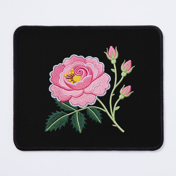 Item preview, Pink Embroidered Flower Illustration designed and sold by LuckCraftStudio.