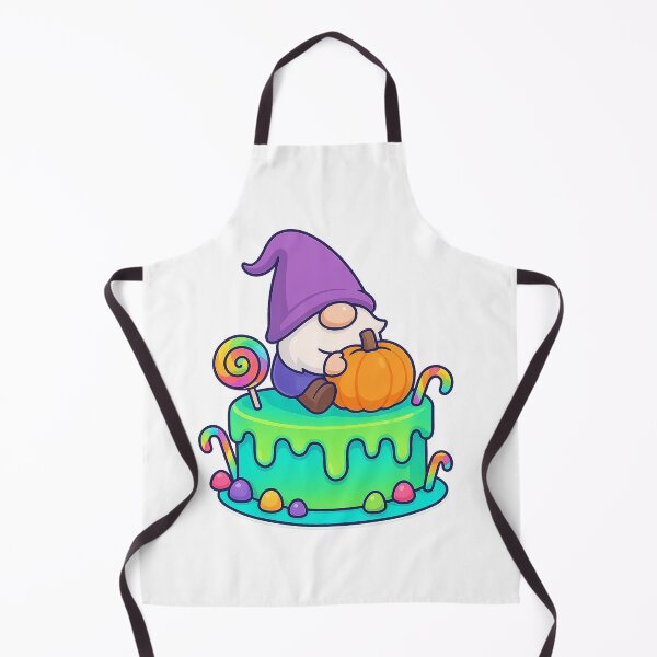 Item preview, Gnome Riding Pumpkin on Lime-Blue Neon Cake – Cute Halloween Dessert Tee designed and sold by PrintCreations9.