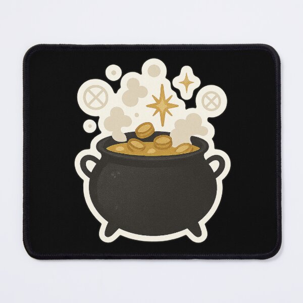 Item preview, Luxe Halloween Cauldron | Witchy Gold Coin Magical Sticker & Printable Wall Art | Halloween Sticker designed and sold by HerDreamCodes.