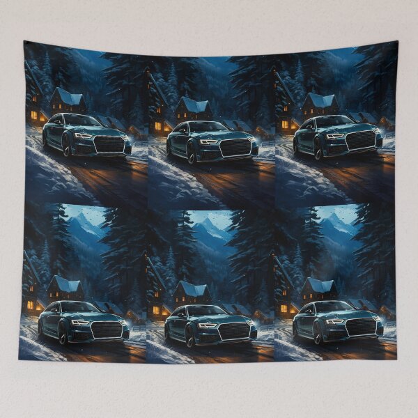 Item preview, Performance Car In Winter Landscape Mountain Village Scene designed and sold by RevUpDesign.