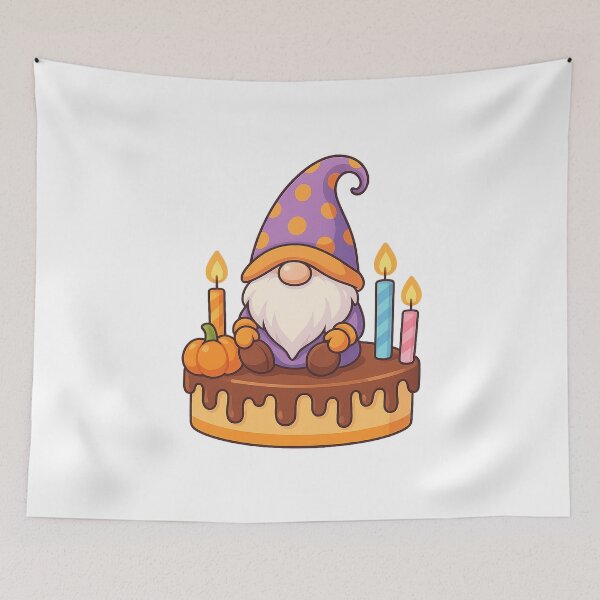 Item preview, Gnome with Crooked Witch Hat on Chocolate Drip Cake – Cute Halloween Dessert Tee designed and sold by PrintCreations9.