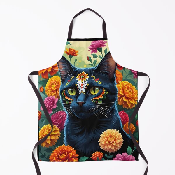 Item preview, Día de los Gatos - Sugar Skull Cat Amidst Marigolds designed and sold by DarylWelsh2024.
