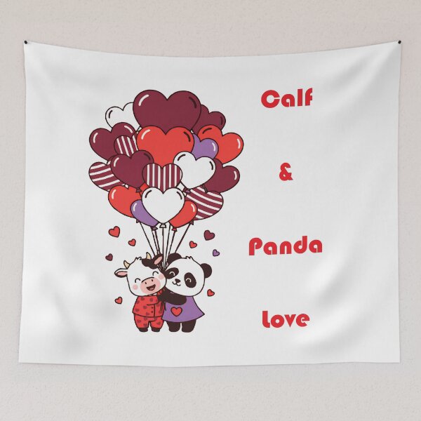 Item preview, Cute Calf and Panda in Love designed and sold by LoveMatchShop.