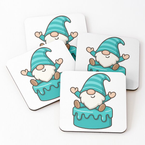 Item preview, Legs-Dangling Gnome on Teal Drip Cake – Cute Dessert Tee designed and sold by PrintCreations9.