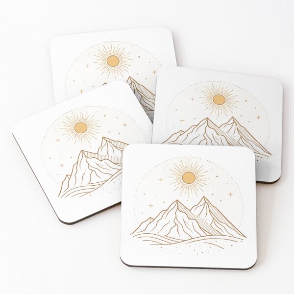 Artikelvorschau, Minimalistische Berg- und Sonnenlinienkunst – Boho-Ästhetik-Hülle entworfen und verkauft von Kawaii Planet Studio.