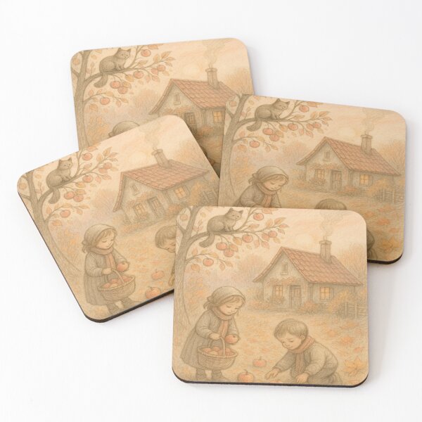 Item preview, Yablochki – Autumn Pencil Illustration by GGSTCraft | Cozy Childhood Harvest Scene designed and sold by ggstcraft.