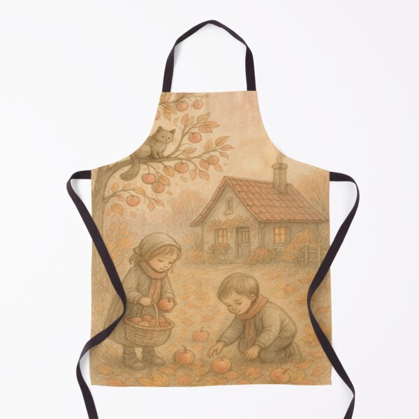 Item preview, Yablochki – Autumn Pencil Illustration by GGSTCraft | Cozy Childhood Harvest Scene designed and sold by ggstcraft.