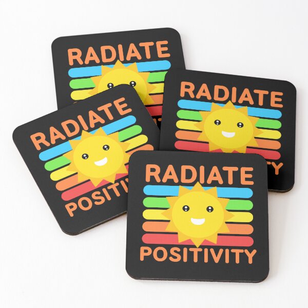Item preview, Radiate Positivity - Cute Smiling Sun Retro Rainbow Good Vibes Quote designed and sold by Shape Snip Studio.