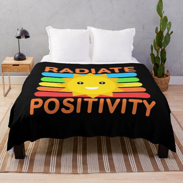 Item preview, Radiate Positivity - Cute Smiling Sun Retro Rainbow Good Vibes Quote designed and sold by Shape Snip Studio.