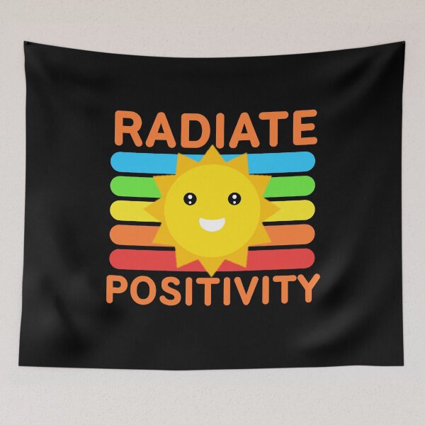 Item preview, Radiate Positivity - Cute Smiling Sun Retro Rainbow Good Vibes Quote designed and sold by Shape Snip Studio.