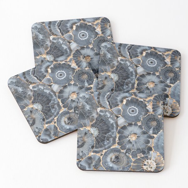 Item preview, agatized fossil gray mandala circular geometry designed and sold by EarthenEmbers.