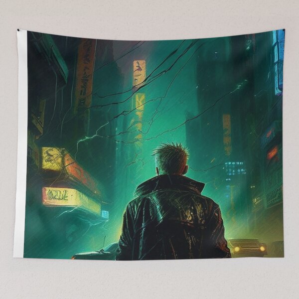 Item preview, Hard Rain, Cyberpunk Nights - Sci Fi Art concept designed and sold by Delerat7.