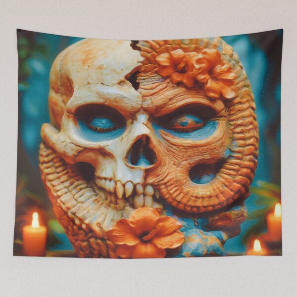 Item preview, Caribbean Tribal Skull – Hibiscus, Lambi & Mystical Ambiance - Pictorial work. designed and sold by Ralek.