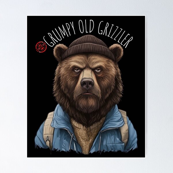 Item preview, Grumpy Old Grizzler Funny Bear Design for Men designed and sold by MTJ-Mushrooms.