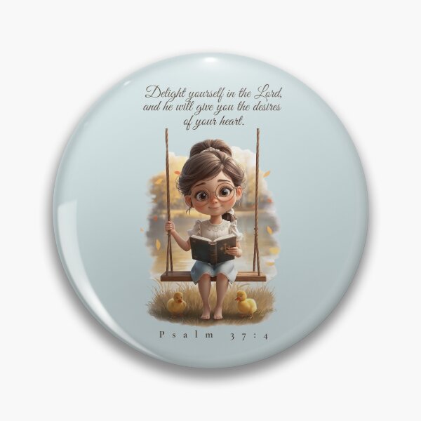 Item preview, Delight Yourself in the Lord – Psalm 37:4 Christian Faith Art | Cute Girl Reading Bible Illustration for Joy, Faith & Encouragement designed and sold by AmenAlways.