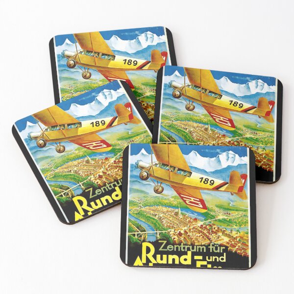 Item preview, Vintage Bern Switzerland Travel Poster | Scenic Flights over Alps | Early 20th Century Aviation Art & Adventure designed and sold by artofuniverse.