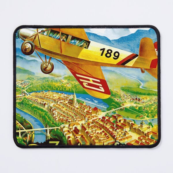 Item preview, Vintage Bern Switzerland Travel Poster | Scenic Flights over Alps | Early 20th Century Aviation Art & Adventure designed and sold by artofuniverse.