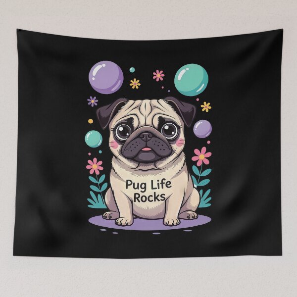 Item preview, Pug Life Rocks Quirky Surreal Art designed and sold by zoughlal.