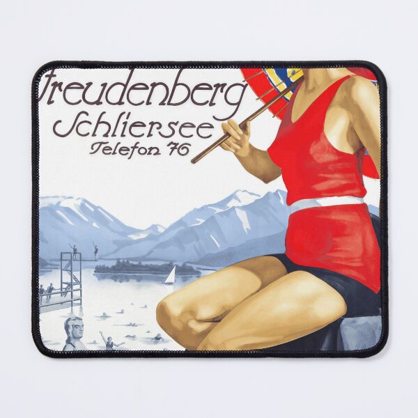 Item preview, Vintage Art Deco Poster | Familien-Strandbad und Hotel Freudenberg Schliersee | 1920s Bathing Beauty Print designed and sold by artofuniverse.