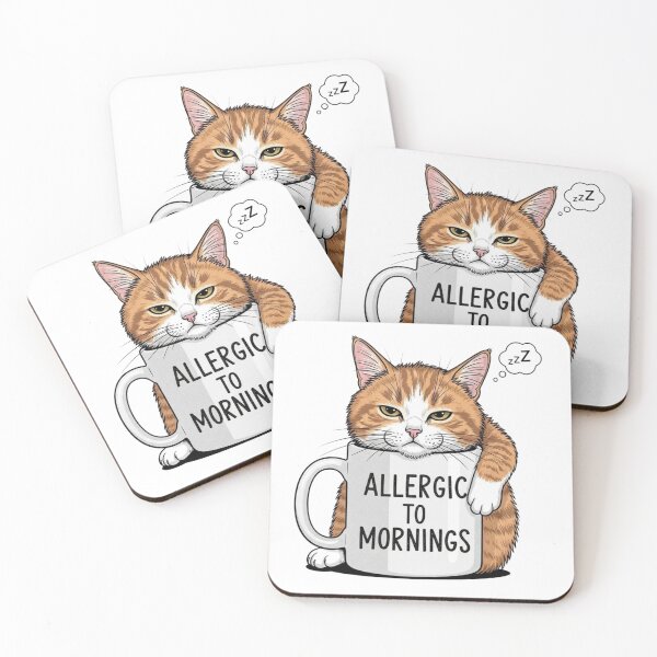 Item preview, Allergic to Mornings Funny Cat Coffee Mug Design designed and sold by infliex.