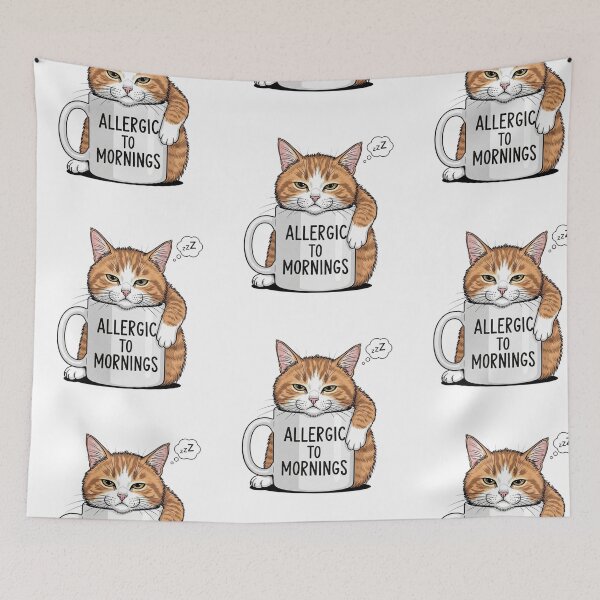 Item preview, Allergic to Mornings Funny Cat Coffee Mug Design designed and sold by infliex.