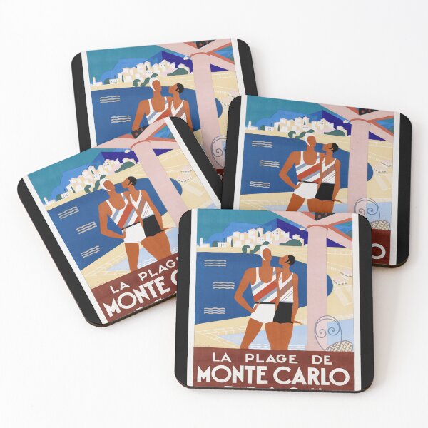 Item preview, Vintage Travel Art Deco Poster | La Plage de Monte Carlo | Glamorous Beach Scene | 1920s & 1930s Stylish Wall Art designed and sold by artofuniverse.