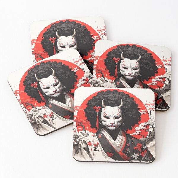 Item preview, Afro Samurai Japanese Cat Mask & Red Sun designed and sold by Seydou KONÉ.