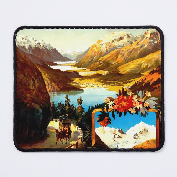 Item preview, Vintage Upper Engadine Travel Poster | Swiss Alps Art | Chemins de Fer de l'Est | Early 20th Century Scenic Railway Print designed and sold by artofuniverse.