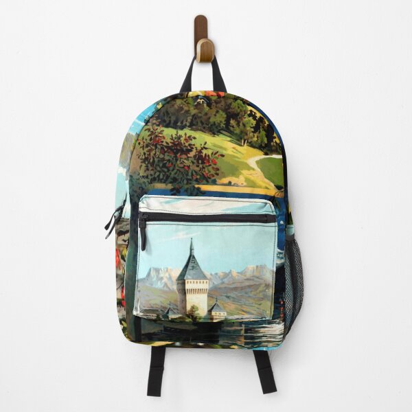 Item preview, Vintage Art Nouveau Travel Poster | Lac Léman Lake Geneva | Hugo d'Alési | Alps & Chillon Castle | Swiss French Heritage designed and sold by artofuniverse.