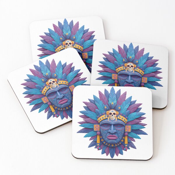 Item preview, Aztec Spirit Mask – Colorful Tribal Skull Art designed and sold by DesignArtist.ia.