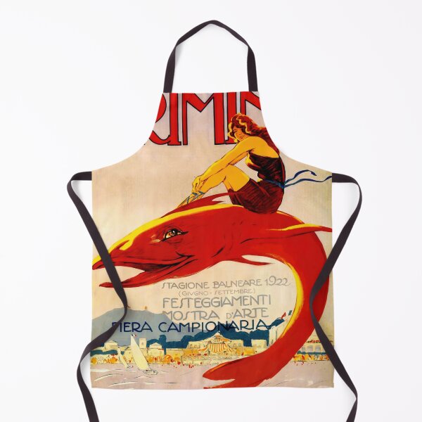 Item preview, Vintage 1922 Rimini Poster | Art Nouveau Beach Decor | Whimsical Woman on Red Fish | Italian Seaside & Cultural Art designed and sold by artofuniverse.