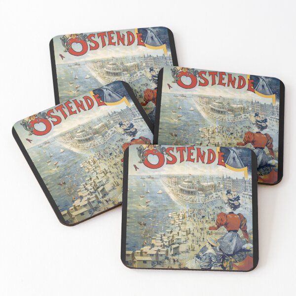 Item preview, Vintage Art Nouveau Travel Poster | Belle Époque Style | Summer in Ostend | Elegant Beach & Leisure Scene designed and sold by artofuniverse.