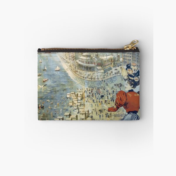 Aperçu de l'œuvre affiche de voyage Art Nouveau vintage | Style Belle Époque | L'été à Ostende | Scène de plage et de loisirs élégante créée et vendue par artofuniverse.