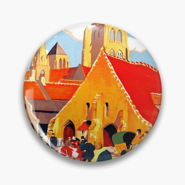 Item preview, Vintage Travel Poster | Chemins de Fer de l'État | Art Deco Style | Normandy Excursions | Saint-Pierre-sur-Dives Market Scene designed and sold by artofuniverse.