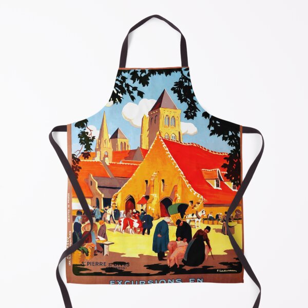 Item preview, Vintage Travel Poster | Chemins de Fer de l'État | Art Deco Style | Normandy Excursions | Saint-Pierre-sur-Dives Market Scene designed and sold by artofuniverse.