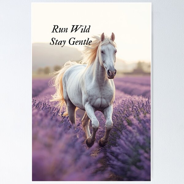 Item preview, Run Wild Stay Gentle – Elegant White Horse Fantasy Art designed and sold by Valeree Store.