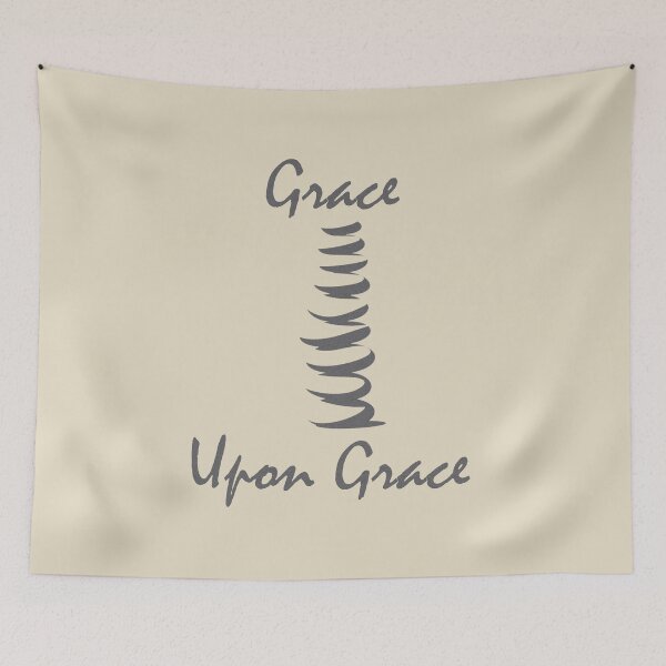 Item preview, Modern Christian Abstract Pebble Art – Grace Upon Grace Bible Verse John 1:16 | grey black designed and sold by ZechJohnRB.