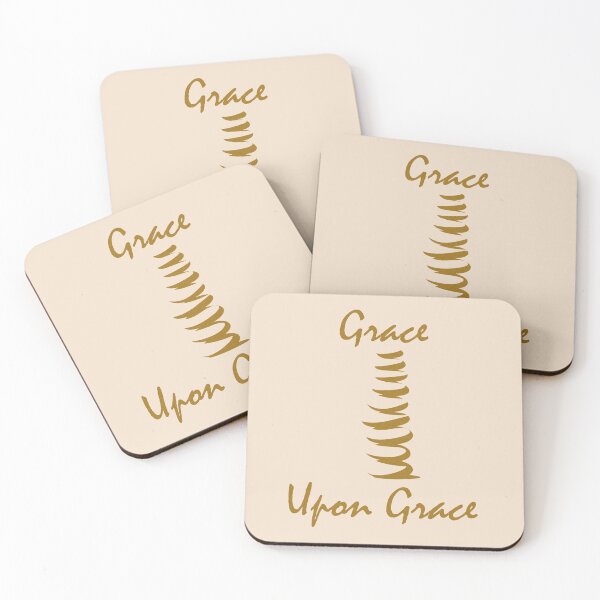 Item preview, Modern Christian Abstract Pebble Art – Grace Upon Grace Bible Verse John 1:16 | golden yellow designed and sold by ZechJohnRB.