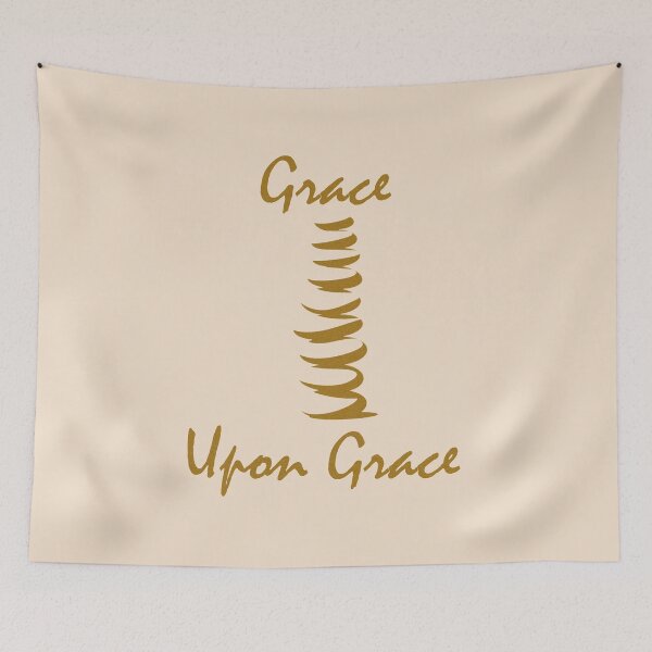 Item preview, Modern Christian Abstract Pebble Art – Grace Upon Grace Bible Verse John 1:16 | golden yellow designed and sold by ZechJohnRB.